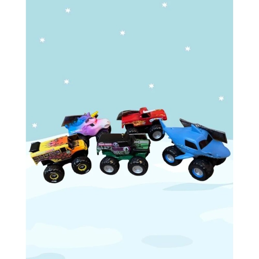Monster Jam Full 5 Piece Set Of Christmas Ornaments NEW